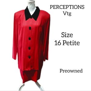 PETITE PERCEPTIONS RED LONG SLEEVES DRESS SIZE 16 P PREOWNED